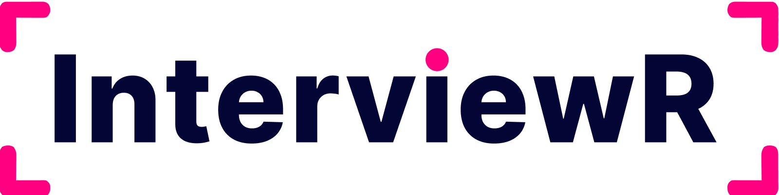 InterviewR logo on a pink gradient background