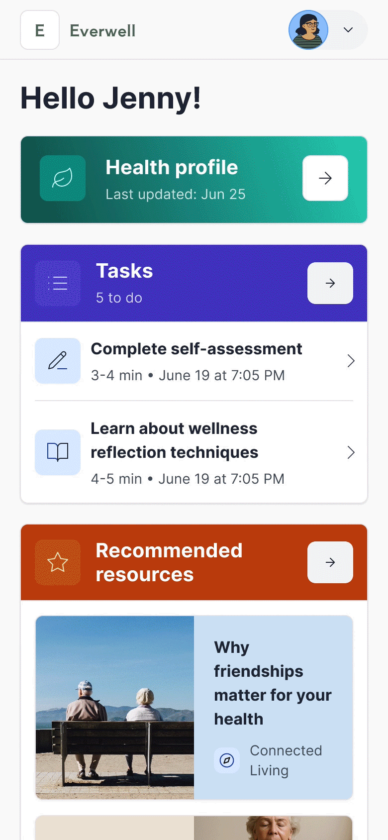 GIF of redesigned homepage widget layout