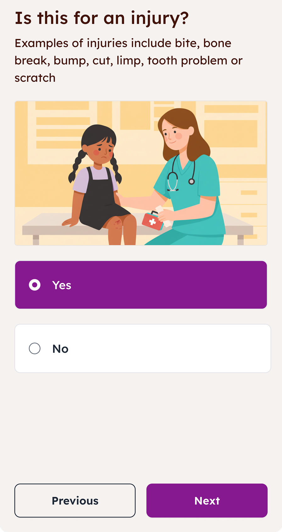 Horizon Children’s Hospital triage app interface showing intake workflow