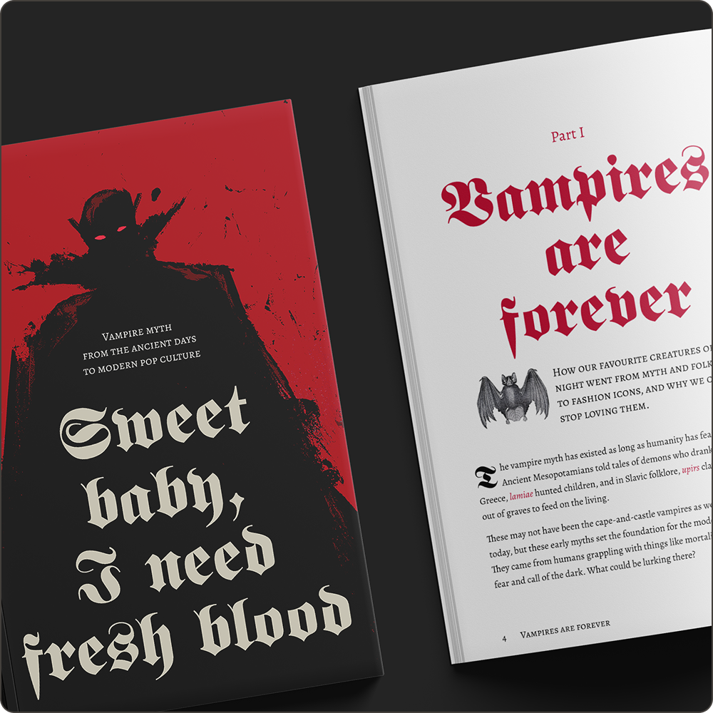 Vampire zine cover and spread.